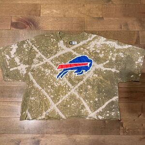 NFL Buffalo Bills Olive Tie Dye Cropped Short Sleeve Tee
